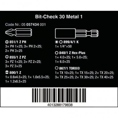 Набор бит Bit-Check 30 Metal 1 WERA 2