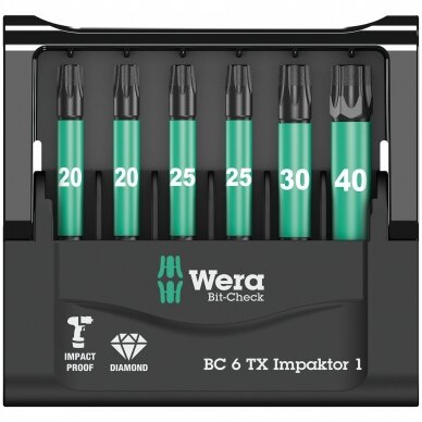 Комплект наконечника импактора Bit-Check 6 TX Impaktor 1 WERA