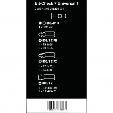 Bit-Check 7 Universāls 1 WERA uzgaļu komplekts