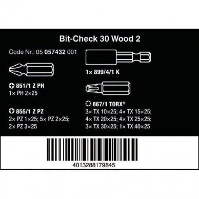 Antgalių rinkiys Bit-Check 30 Wood 2 WERA