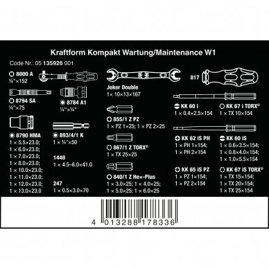 Įrankių rinkinys KRAFTFORM KOMPAKT W1 MAINTENANCE 35 WERA 4